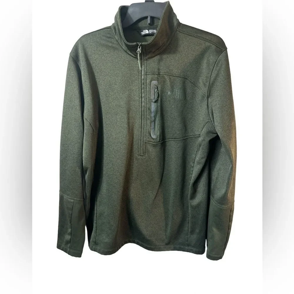 The North Face 1/4 zip dark green Sweater Jacket Mens large. Hiking PNW Outdoors